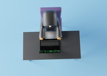 a computer tower with a blue background